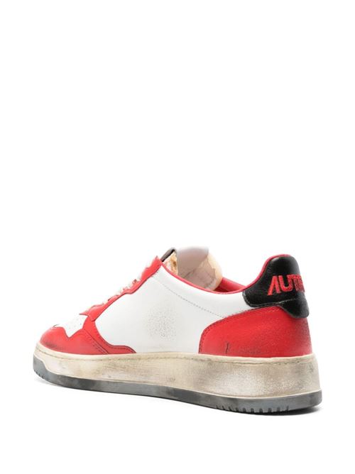 White/red/black calf leather sneaker Autry | AVLMBC03 WHT/BLK/FLAME